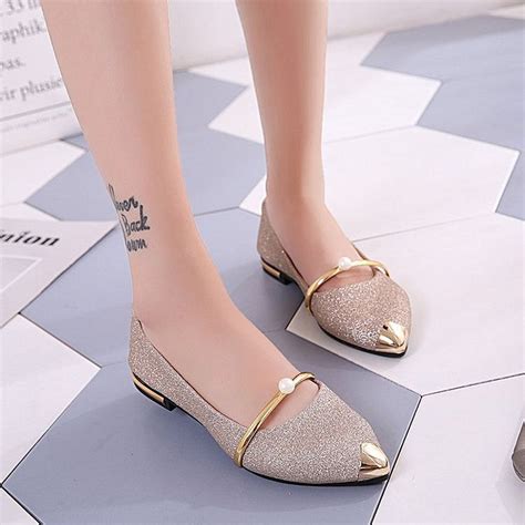 Fashion Women Classy Pointer Ballet Ballerina Shoes Gold Ng