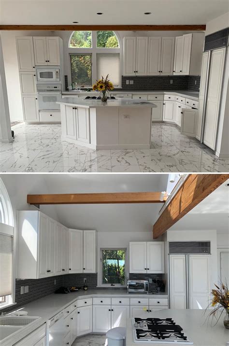 Before After This Kitchen Remodel Was Updated With Warm Wood Cabinets