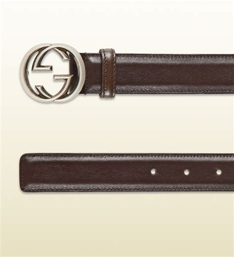 Lyst Gucci Leather Belt With Interlocking G Buckle In Brown For Men