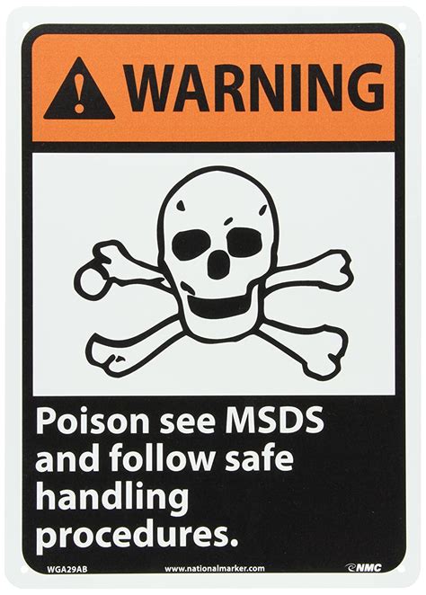 Nmc Wga Ab Ansi Sign Legend Warning Poison See Msds And Follow