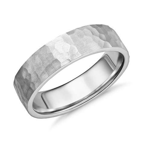 Matte Hammered Flat Comfort Fit Wedding Ring In Platinum 6mm Blue Nile