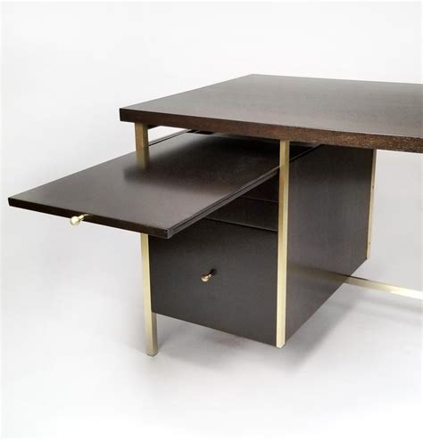 Paul Mccobb Brass And Mahogany Desk For The Connoisseur Collection H Sacks And Sons For Sale At