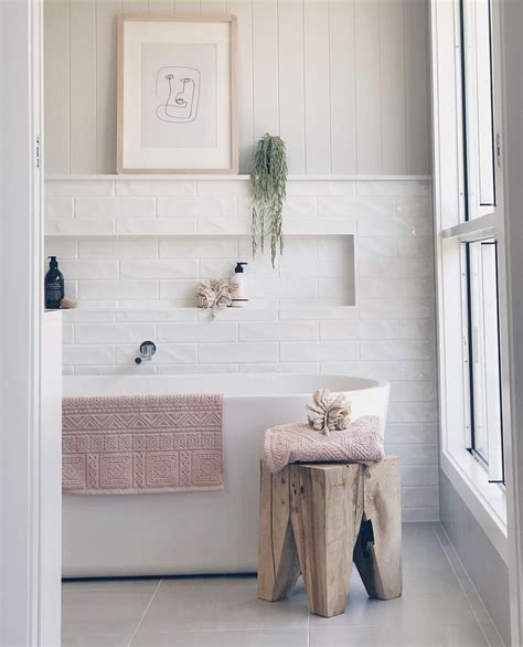 Scandinavian White Blush And Timber Ensuite Bathroom Subway Tiles Vj
