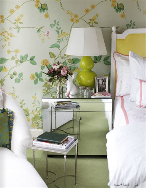 Green And Yellow Floral Wallpaper Bedroom Simplified Bee