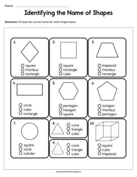 Identifying The Name Of Shapes Worksheet • Have Fun Teaching