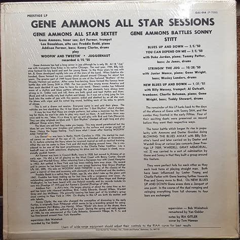 Gene Ammons All Star Sessions Vinyl Blue Sounds