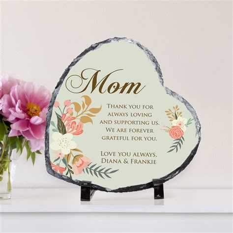 personalized keepsake heart slate stone plaque for mom