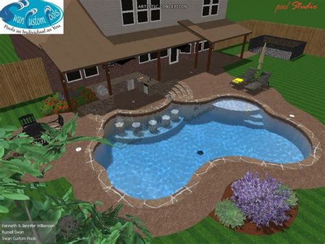 If you're looking to turn your outdoors into a retreat or oasis, an outdoor wet bar can make it look more convincing. Swimming pool with swim up bar, tanning ledge, flagstone ...