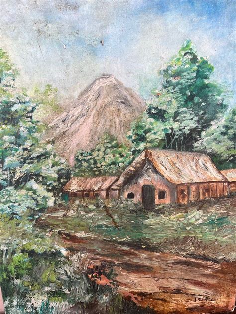 Bahay Kubo Oil Painting On Canvas Size Llectible Item