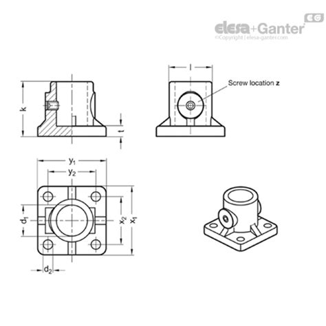 GN 162.8 Basisplaat voor buisklemverbindingen, aluminium, met stelschroef