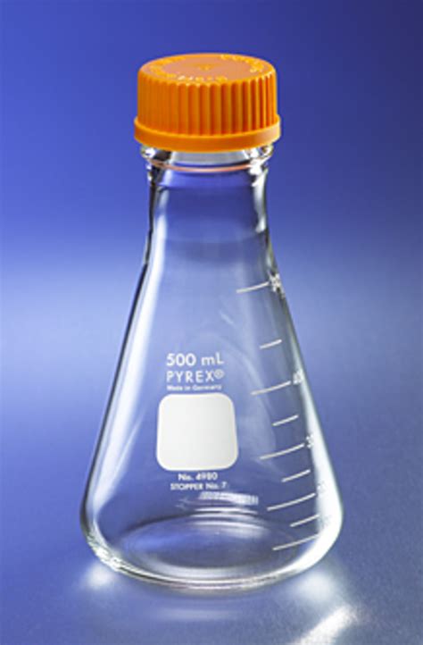 Pyrex Wide Mouth Erlenmeyer Flask With Gl45 Screw Cap Graduated