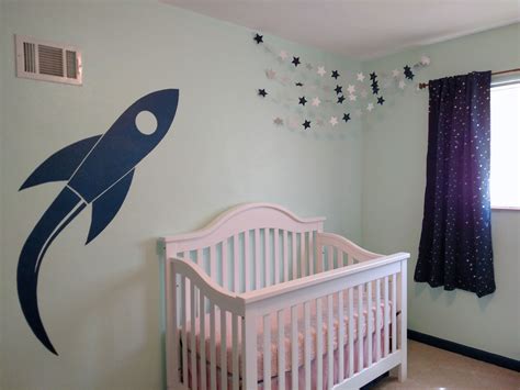 Space Themed Nursery For Baby Girl With Rocket Ship Space Themed