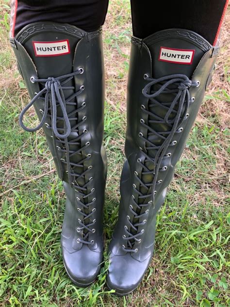 Hunter Lace Up Tall Rubber Rain Boots Сапоги Обувь
