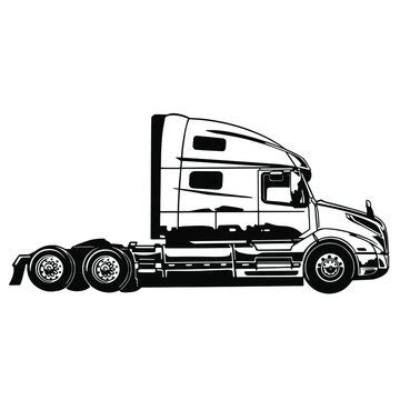 Semi Truck Clip Art Black And White