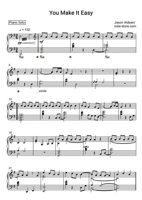 Jason Aldean You Make It Easy Sheet Music For Piano Download Piano