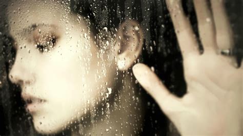 Mood Emotion Sad Sorrow Glass Reflection Hand Pose Women Drops Water Females Girls