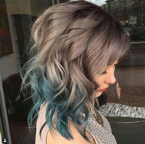 Muted Grey And Green Hair Color Teal Hair Highlights