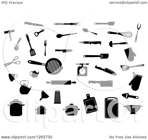 Tiger silhouette stock images, royalty. Clipart of Black and White Silhouetted Kitchen Utensils ...