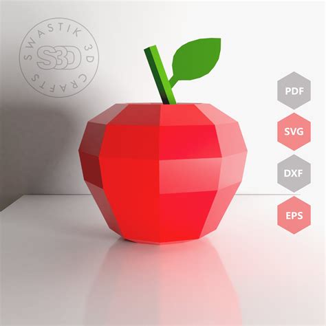 Pdf Template Of Apple Fruit Papercraft 3d Apple Papercraft Etsy