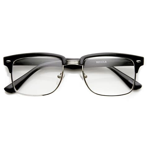 classic square vintage inspired clear lens clubmaster wayfarer glasses zerouv eyeglass