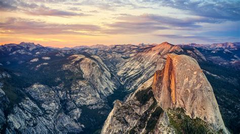 Download 1366x768 Wallpaper Sunset Rocks Mountains Yosemite Peaks
