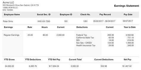 40 Effective And Printable Pay Stub Templates For Employees