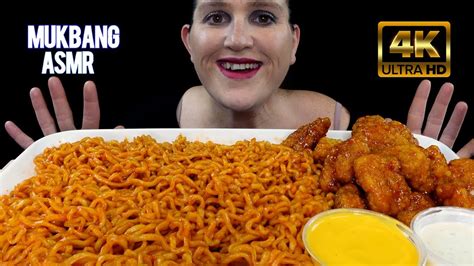 Asmr Mukbang Spicy Fire Noodles And Hot Wings Eating Sounds 먹방 Voluptasasmr Youtube