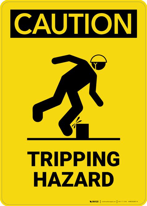 Caution Tripping Hazard With Graphic Portrait Wall Sign