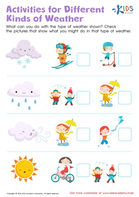 Activities For Different Kinds Of Weather Worksheet Free Printable Pdf
