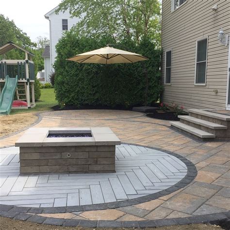 600sf Paver Patio With A Square 120k Btu Natural Gas Fire Pit Completed