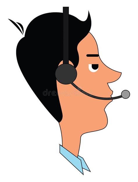 A Telephone Operator With His Headset Vector Or Color Illustration