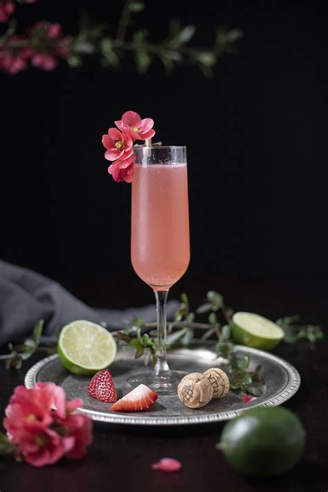 Pink 75 A Sparkling Rosé Cocktail With Strawberries And Guava Moody