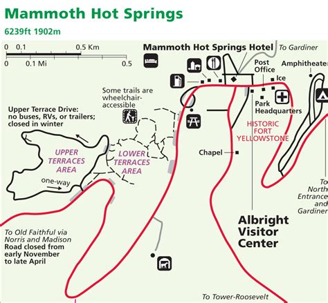 Mammoth Hot Springs Map Alltrips