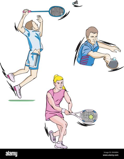 Sports Tennis Table Tennis And Badminton Set Of Color Vector Illustrations Stock Vector Image