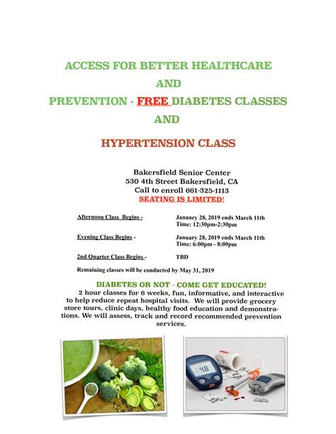 Free Diabetes And Hypertension Classes Afternoon Class Bakersfield