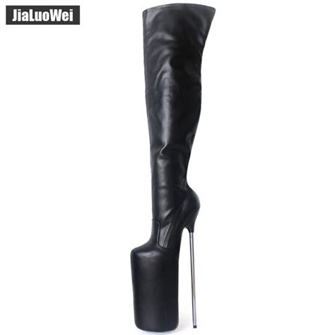 jialuowei women sexy fetish dance nightclub boots 30cm extreme high heel metal heels platform
