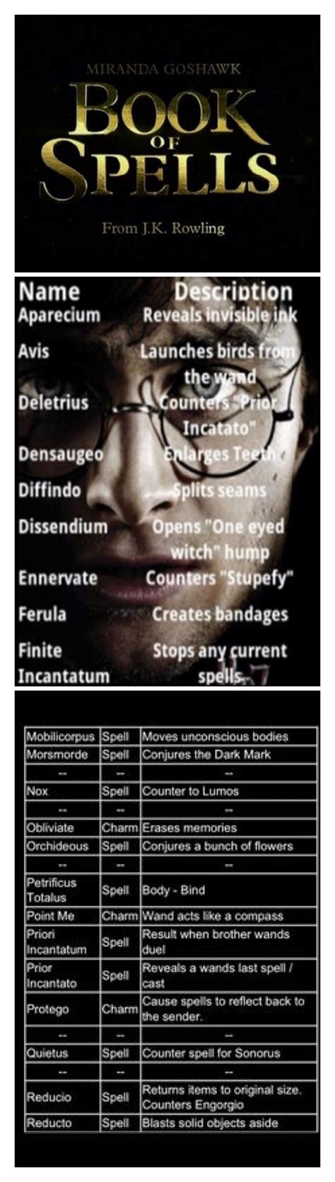 Harry Potter Book Of Spells And Their Meanings Harry Potter Spells