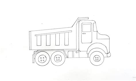Draw rectangle around the front. How to Draw Dump Truck | For Kids | For Beginners ...