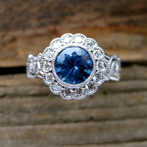 Light Blue Sapphire Engagement Ring In 14k White Gold With