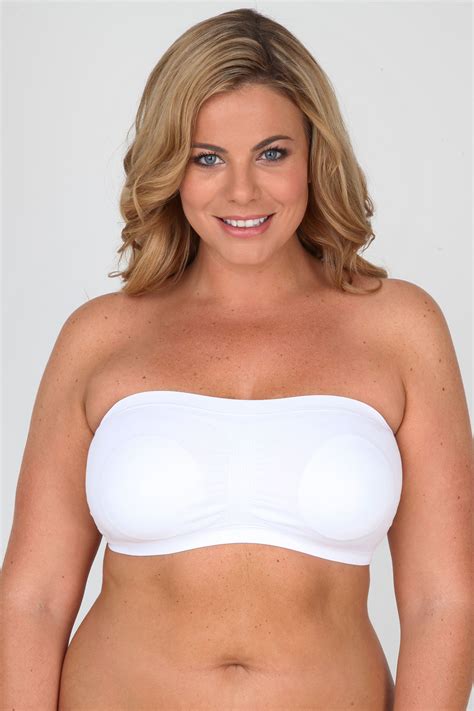 White Seamless Surefit Bandeau Bra With Soft Padded Full Cups Plus Size