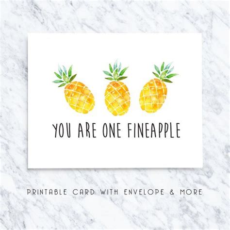 Pineapple Printable Valentines Card Fruit Pun Card Fineapple Card