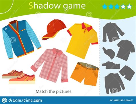 Shadow Game For Kids Match The Right Shadow Color Image Of Cartoon