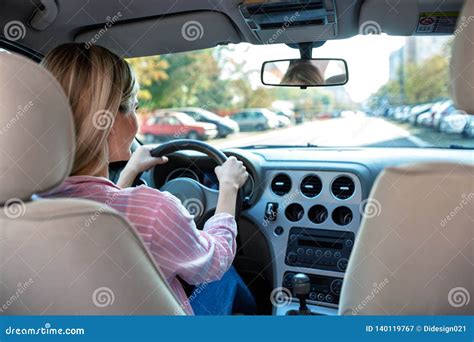 Happy Driver Enjoying While Driving A Car Stock Image Image Of Inside