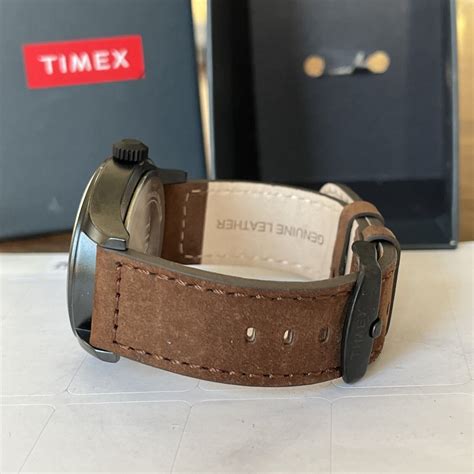 No Indiglo Timex Expedition Brown Leather Mens Scout Watch T49963