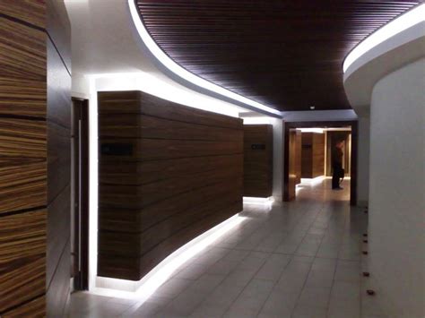 Readily used in arrangements of multiple fixtures, this type of led light will give off ample ambient lighting for any. led lighting in hallway with wood paneling | Led lighting ...