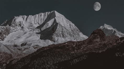 2560x1440 Snow Covered Mountain Moon 4k 1440p Resolution Hd 4k
