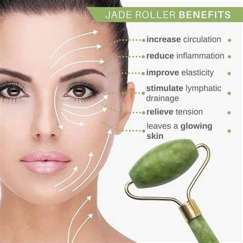 Jade Roller Facial Massager Natural Massage Stone Anti Aging Manual