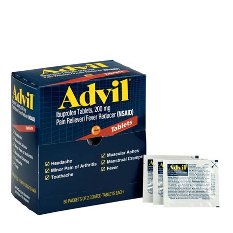 Advil Ibuprofen Medication 50 Doses Of Two Tablets 200 Mg