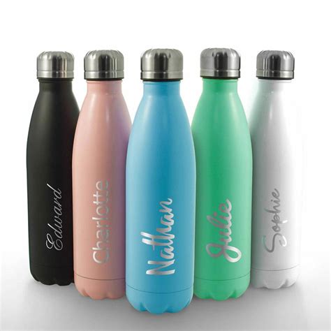 Personalised Stainless Steel Water Bottle 500ml Any Name
