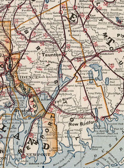 Bristol County Massachusetts 1901 Map Cram Taunton New Bedford